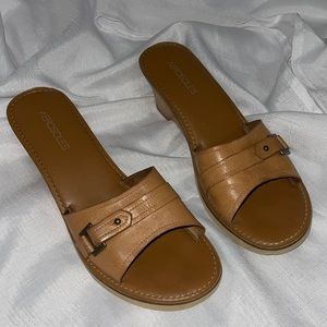 AEROSOLES Tan Leather Slide Mules